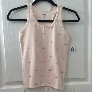 Girls Old Navy Light Pink Tank Top with Gold Sunburst Pattern size L (10-12)